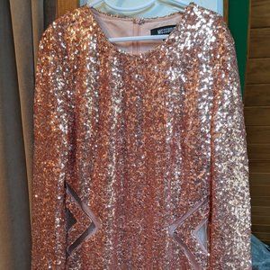 Rose gold long sleeve sequin dress